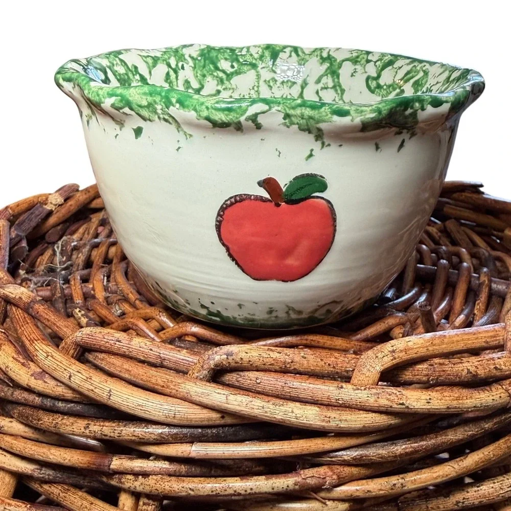 Farmhouse Apple Spongeware Mixing Bowl Country‎ Cottage Kitchen Farmhouse Decor